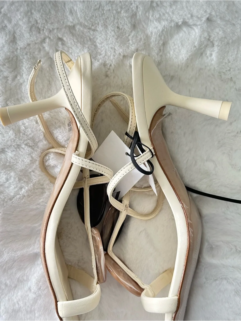 ZARA Cream Sandals with Brown and Tan Gem Accents - Picture 10 of 14